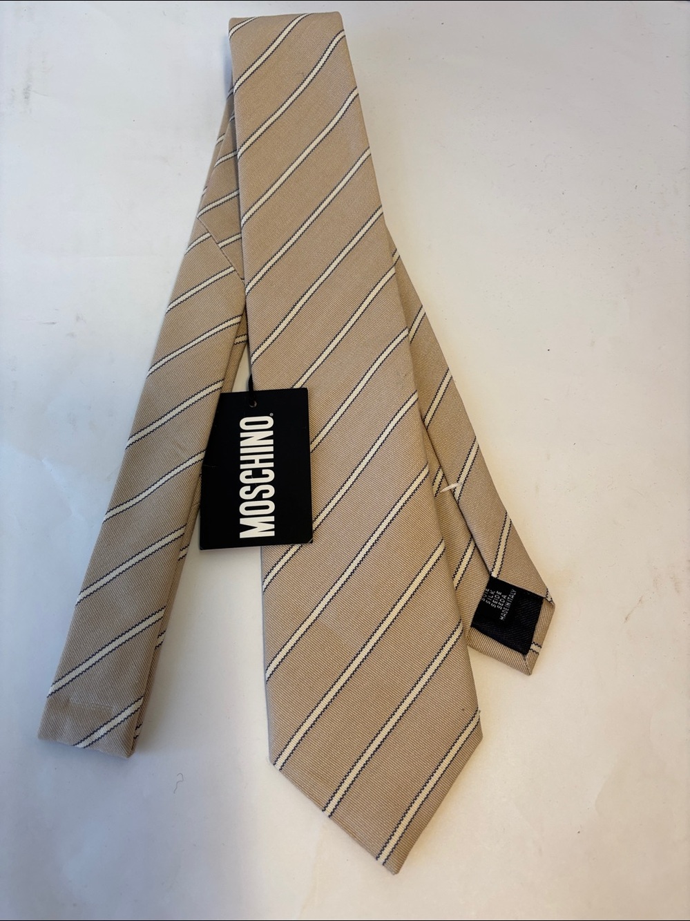 Moschino Stripe Silk Neck Tie Made in Italy